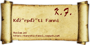 Kárpáti Fanni névjegykártya